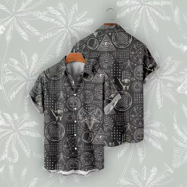 Casual 3D Digital Print Vintage Beach Shirt Men