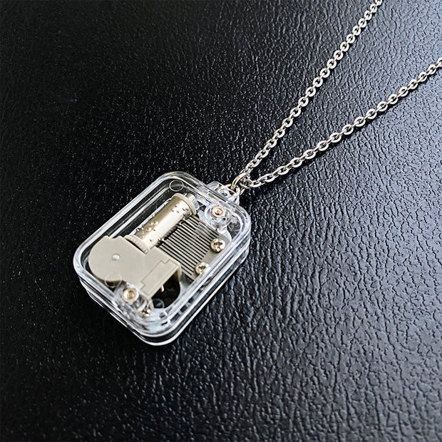 Niche Healing Couple Necklace Men and Women Sky City Music Box Music Box Necklace Hip Hop Pendant Sweater Chain