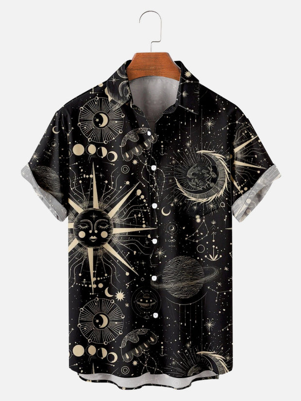 Casual 3D Digital Print Vintage Beach Shirt Men