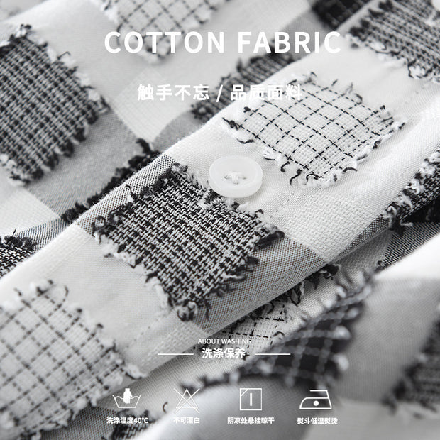 Japanese Trendy Plaid Long Sleeve Shirt For Men