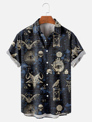 Casual 3D Digital Print Vintage Beach Shirt Men