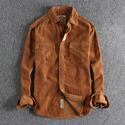 Retro Washed Corduroy Long-sleeved Shirt For Men
