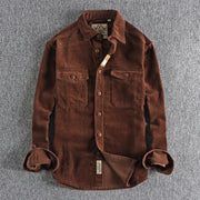 Retro Washed Corduroy Long-sleeved Shirt For Men