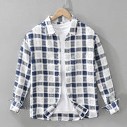 Japanese Trendy Plaid Long Sleeve Shirt For Men