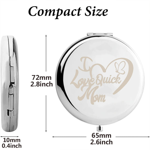 1pc Creative I love mom butterfly with love Custom Name Pocket Mirror Round Circle Mirror Folding Mirror Makeup Mirror