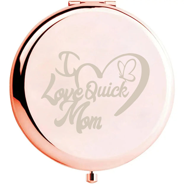 1pc Creative I love mom butterfly with love Custom Name Pocket Mirror Round Circle Mirror Folding Mirror Makeup Mirror