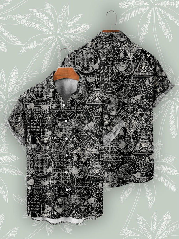 Casual 3D Digital Print Vintage Beach Shirt Men