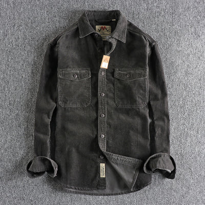 Retro Washed Corduroy Long-sleeved Shirt For Men