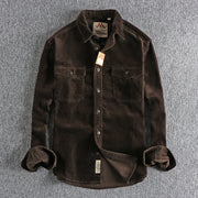Retro Washed Corduroy Long-sleeved Shirt For Men
